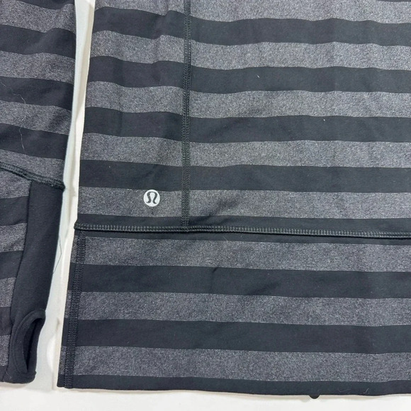 Lululemon Stride Jacket Black Micro Macro Stripe Hooded Full Zip - Picture 2 of 6